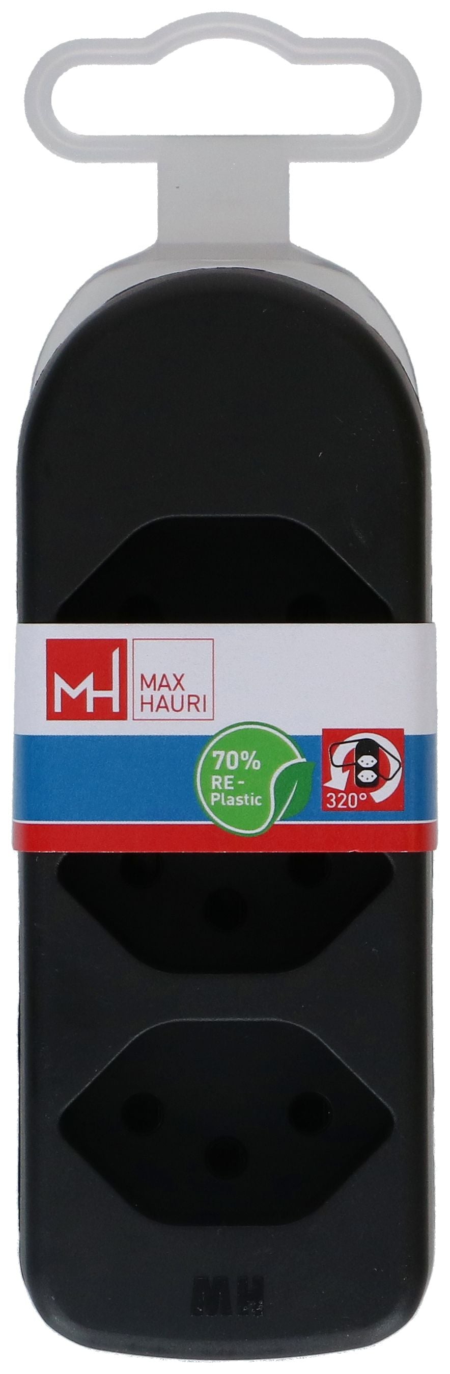 Max Hauri AG ADAPT 176510 Mehrfachstecker – T12 zu 3× T13, 230–250 V / 10 A / 2300 W, 3-fach, drehbar 320°