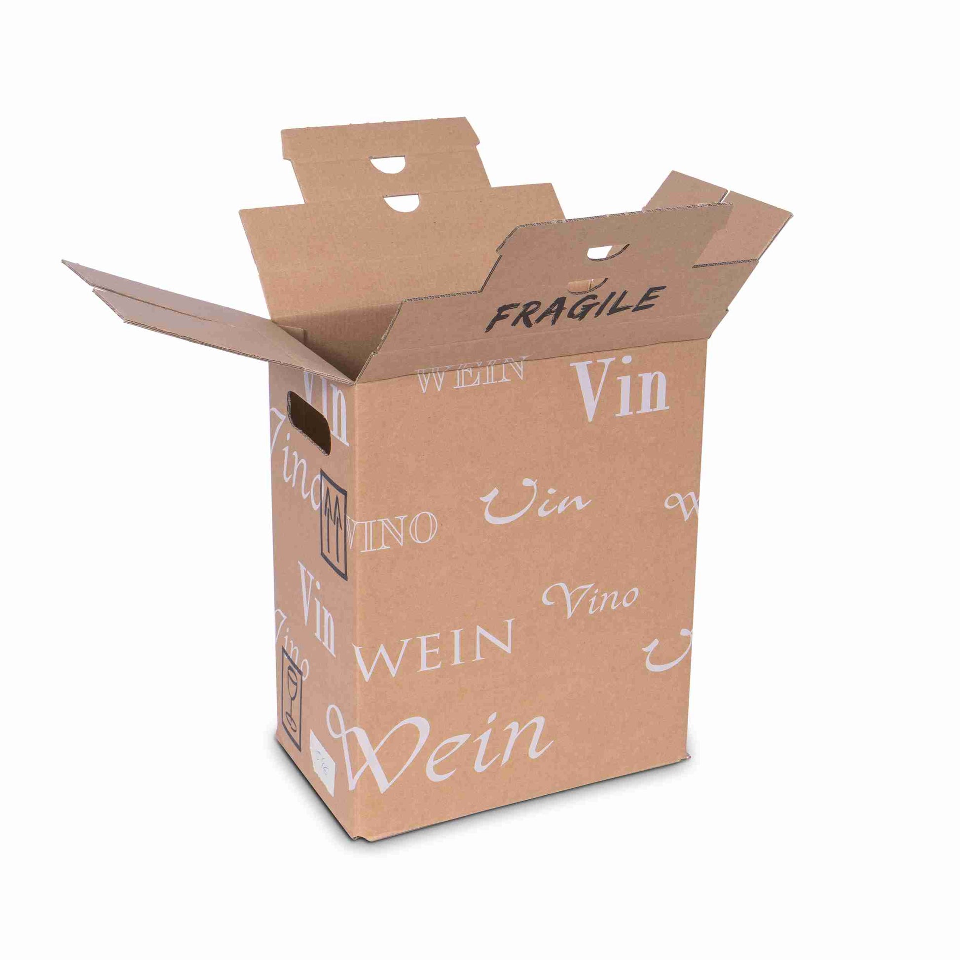Model Weinversandkarton – für 6 × 0,75 l, max. 330 mm & Ø82 mm – 249 × 167 × 296 mm, braun, Wellkarton – 1 Palette (640 Stk.)