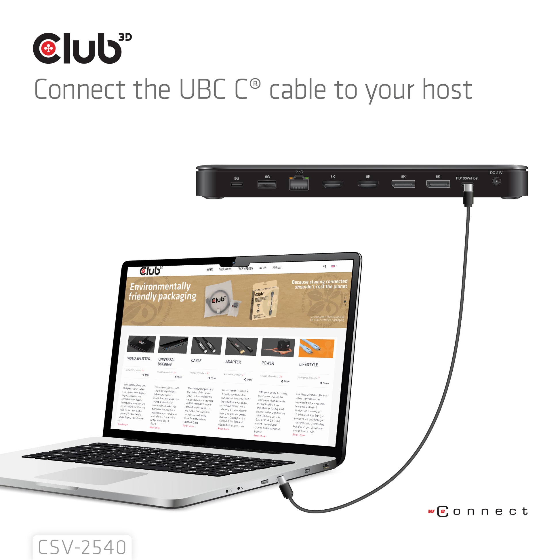 CLUB3D Club 3D 14-in-1 Dockingstation – USB4, DP/HDMI, 2× USB-A, microSD, für Universal