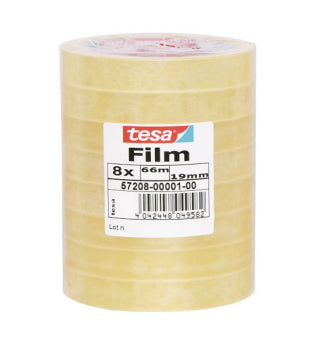 TESA Klarer Klebefilm – 19 mm × 66 m, transparent, PP, 8 Stück
