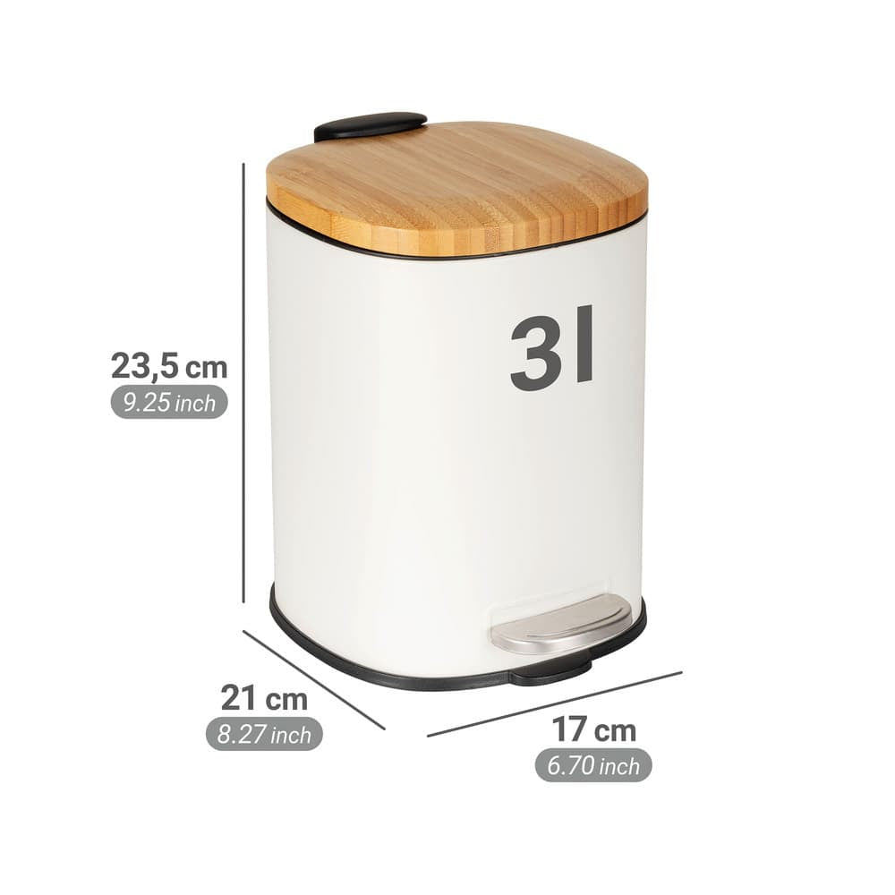 WENKO Treteimer Fianema – 3 l – Stahl, rund – weiss