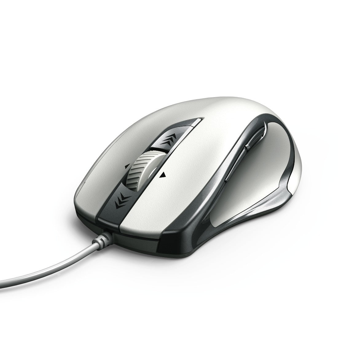 Hama Torino Maus – kabelgebunden, 6 Tasten, 4-Wege-Scrollrad, silber/weiss