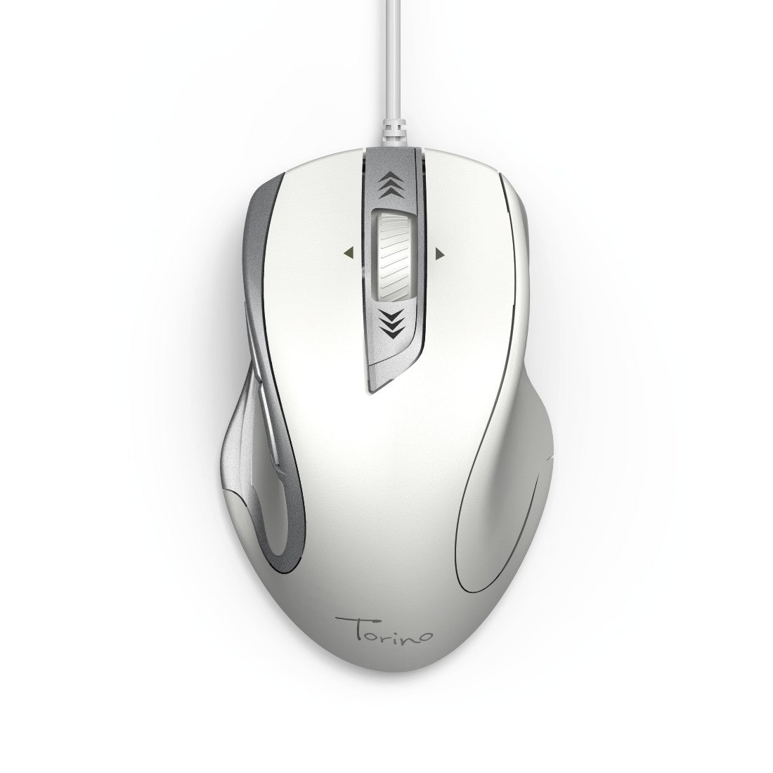 Hama Torino Maus – kabelgebunden, 6 Tasten, 4-Wege-Scrollrad, silber/weiss