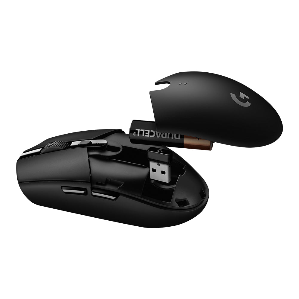 Logitech G G305 LIGHTSPEED – Gaming-Maus – Kabellos (2,4 GHz), 12000 DPI, RGB-Beleuchtung, rechts, Schwarz