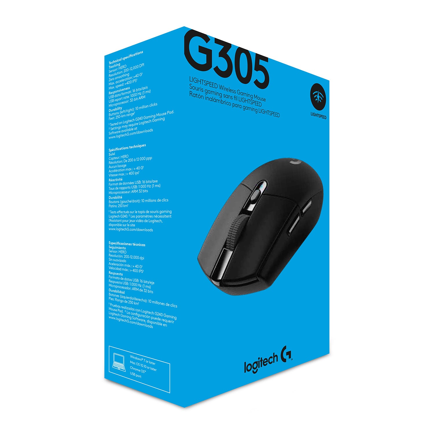 Logitech G G305 Recoil – Gaming-Maus – Kabellos (Bluetooth/2,4 GHz), 12000 DPI, RGB-Beleuchtung, rechts