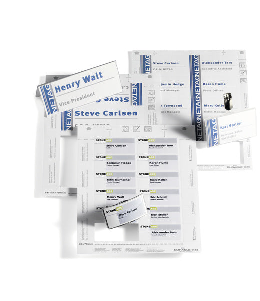 Durable Einstecketiketten A4 (75 × 40 mm), 150 g/m², weiss, Papier – für Inkjet, Laser, Kopierer – 240 Karten