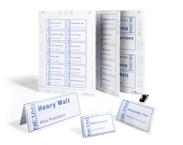 Durable Einstecketiketten A4 (75 × 40 mm), 150 g/m², weiss, Papier – für Inkjet, Laser, Kopierer – 240 Karten