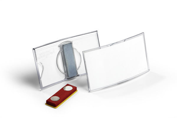 Durable Namensschild – 75 × 40 mm, transparent, Kunststoff, mit Magnet – 25 Stk
