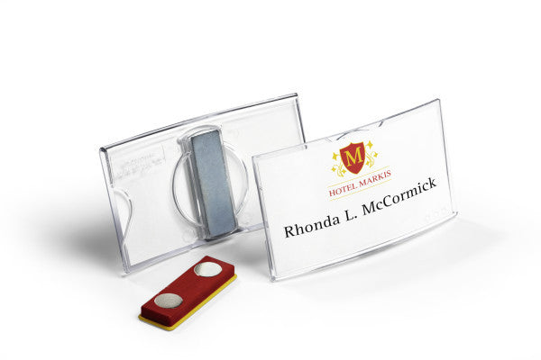 Durable Namensschild – 75 × 40 mm, transparent, Kunststoff, mit Magnet – 25 Stk