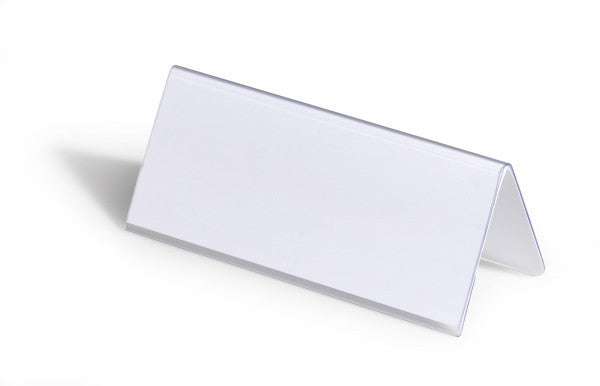 Durable Tisch-Namensschild Dach-Form – 150 × 122 mm – Hartfolie – Transparent – Zweiseitig