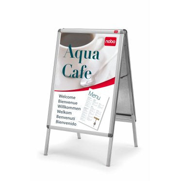 Nobo Plakatständer – für A1 hoch, silber, Metall/Kunststoff, 650 × 605 × 1105 mm