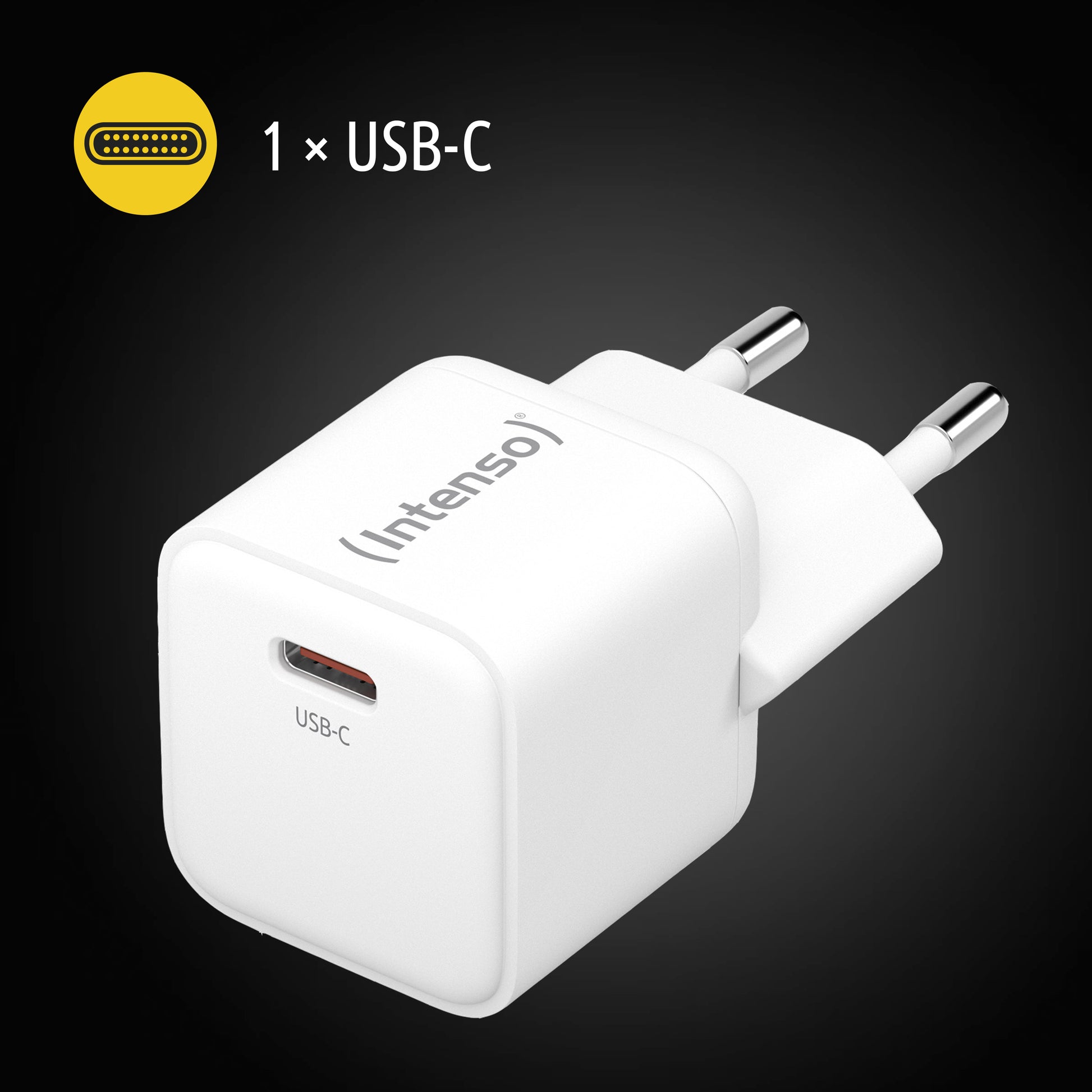 Intenso W30C (7803022) USB-Ladegerät 30 W – USB-C×1, PD, GaN, EU-Stecker (Typ C) – Weiss