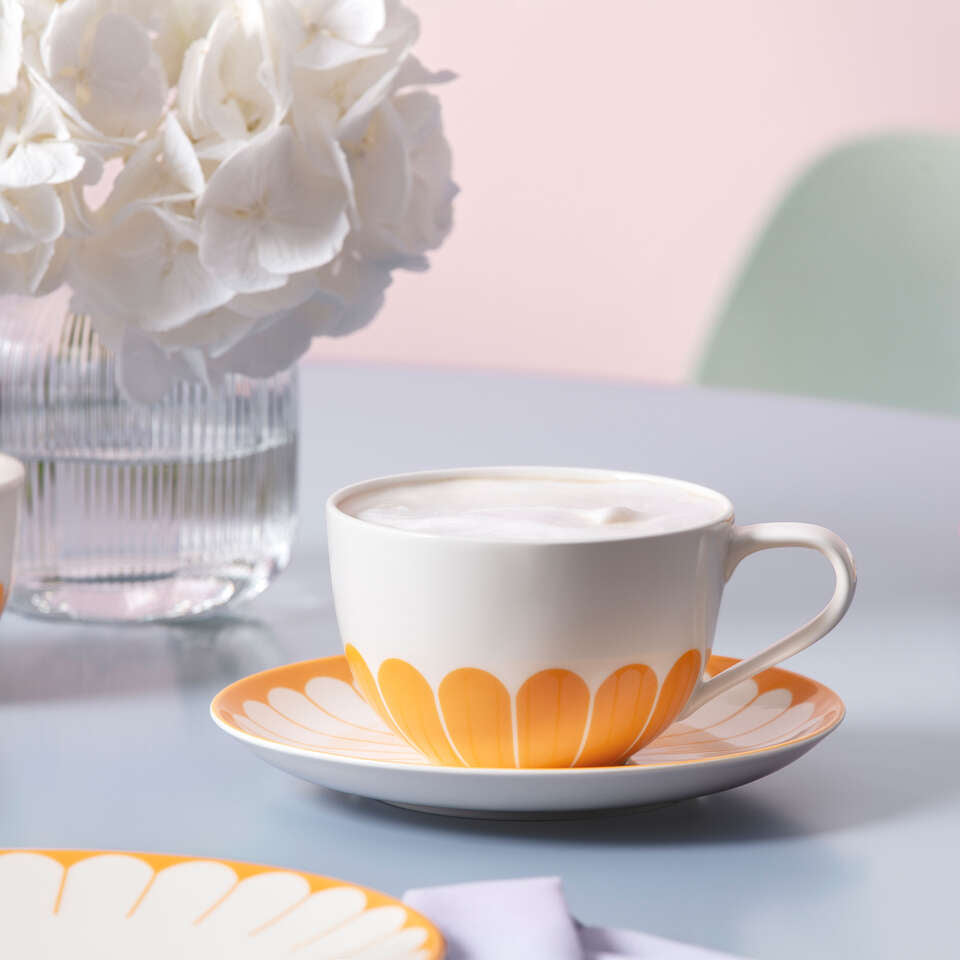 Villeroy & Boch Cappuccinotasse Fleur – 300 ml, Ø 11,1 cm, H 7,1 cm, Porzellan, spülmaschinenfest
