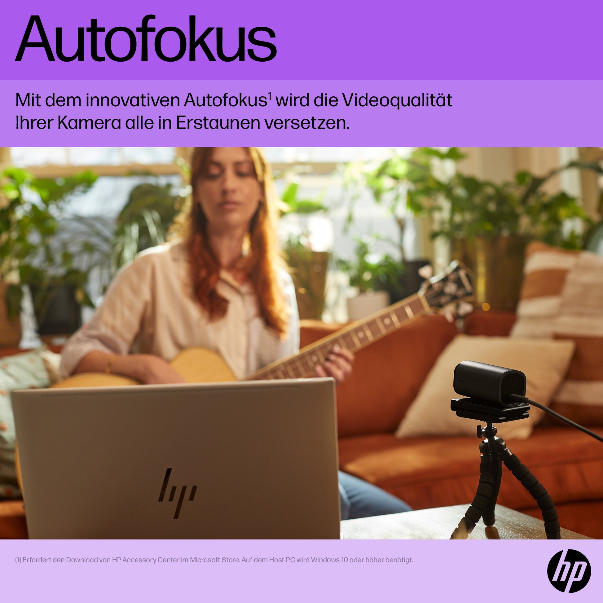 HP 965 – Webcam – 4K, bis 60 fps, USB, Autofokus, Schwarz