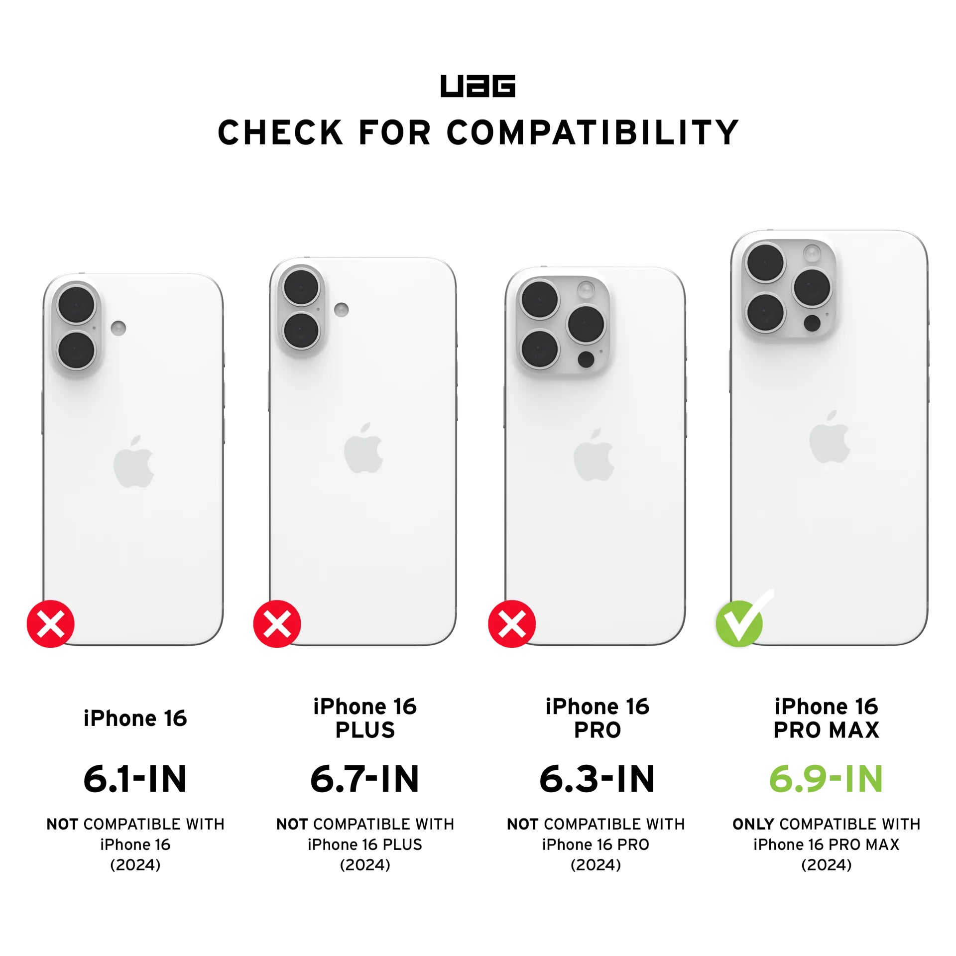 Urban Armor Gear UAG Civilian – Rückcover – für Apple iPhone 16 Pro Max – MagSafe, Kunststoff, Schwarz, bis 6 m sturzsicher