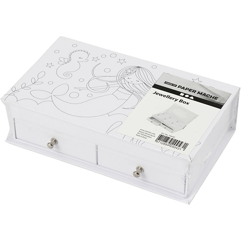 Creativ Company Schmuckkästchen, Karton, Weiss, 18 × 5 × 10,5 cm, Eckig