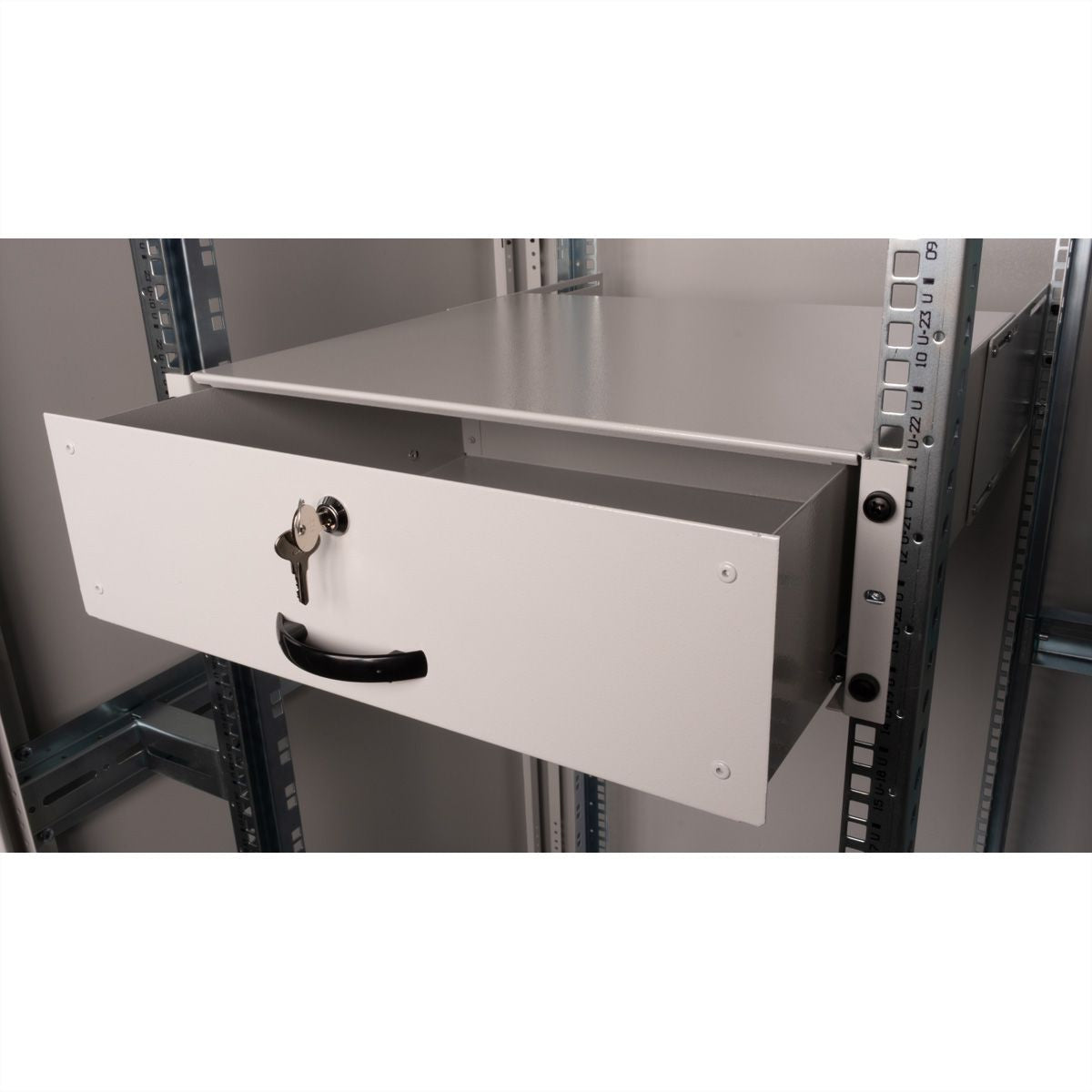 ROLINE Tastatureinschub, 19", 3U, abschliessbar, 485 × 400 × 130 mm, lichtgrau, Stahl