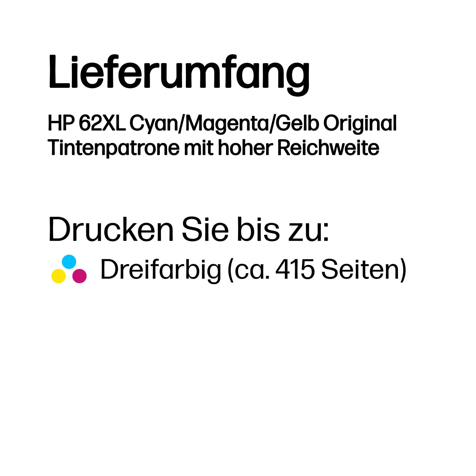 HP 62XL Dreifarbig Tintenpatrone (Original) – 415 Seiten – für Envy, OfficeJet