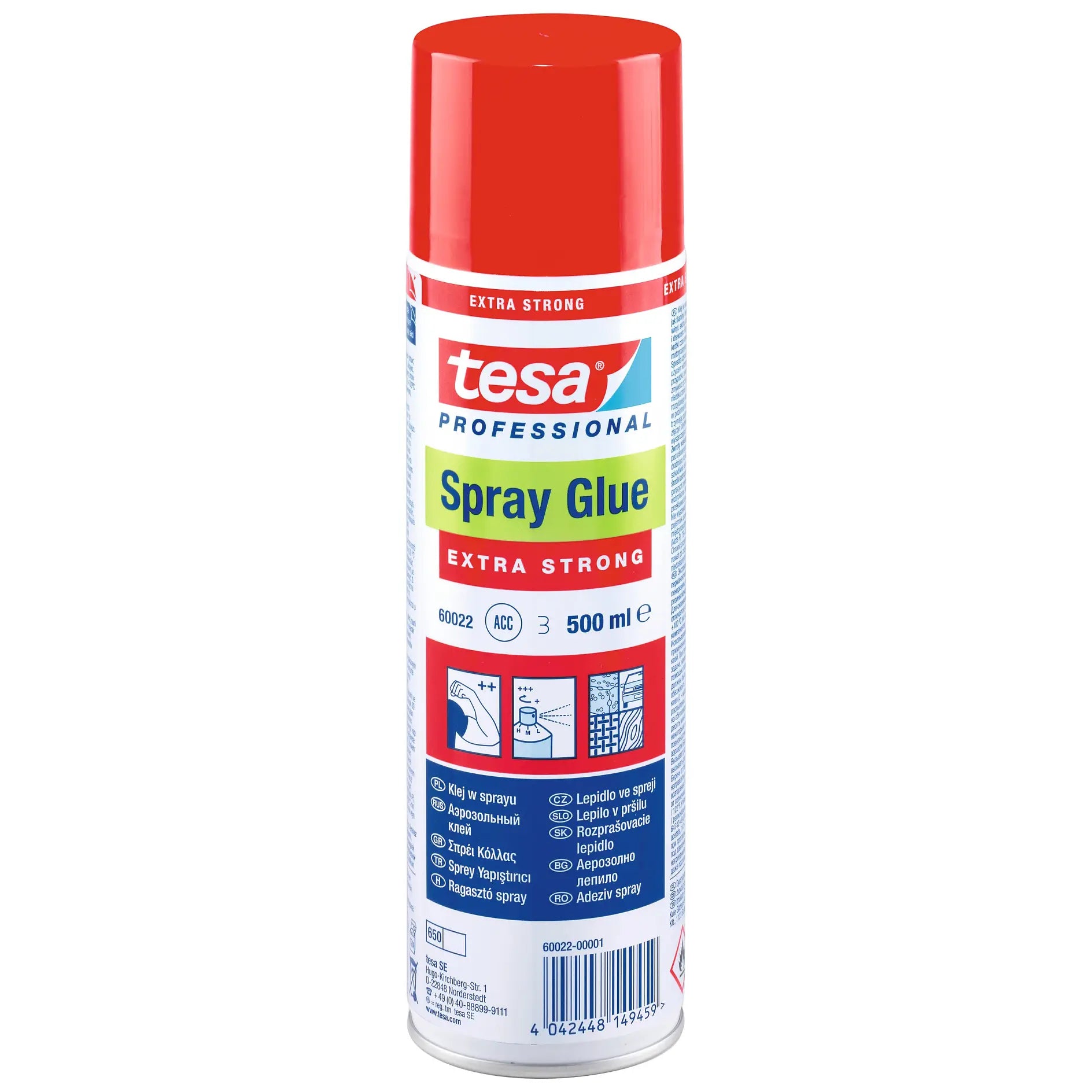 Tesa Sprühkleber extra stark – 500 ml, für Gewebe, Pappe, Metall …