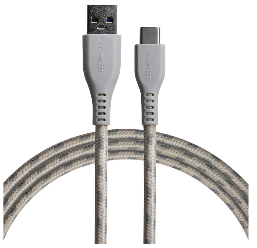 Boompods USB-A auf USB-C Kabel – 1,5 m – PD 60 W – Geflochten – Titan – für iPhone 15, Galaxy S23 und mehr