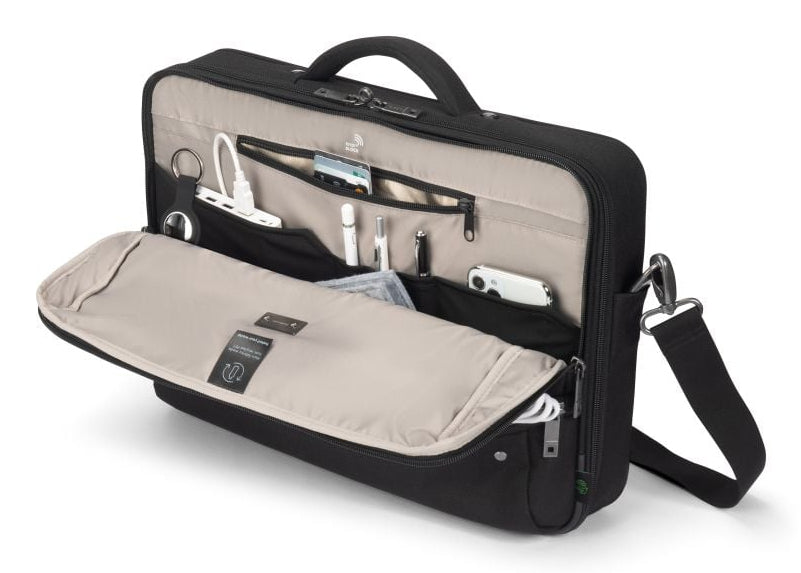 DICOTA Notebook-Tasche bis 16" – abschliessbar, Recyceltes Polyester – Schwarz