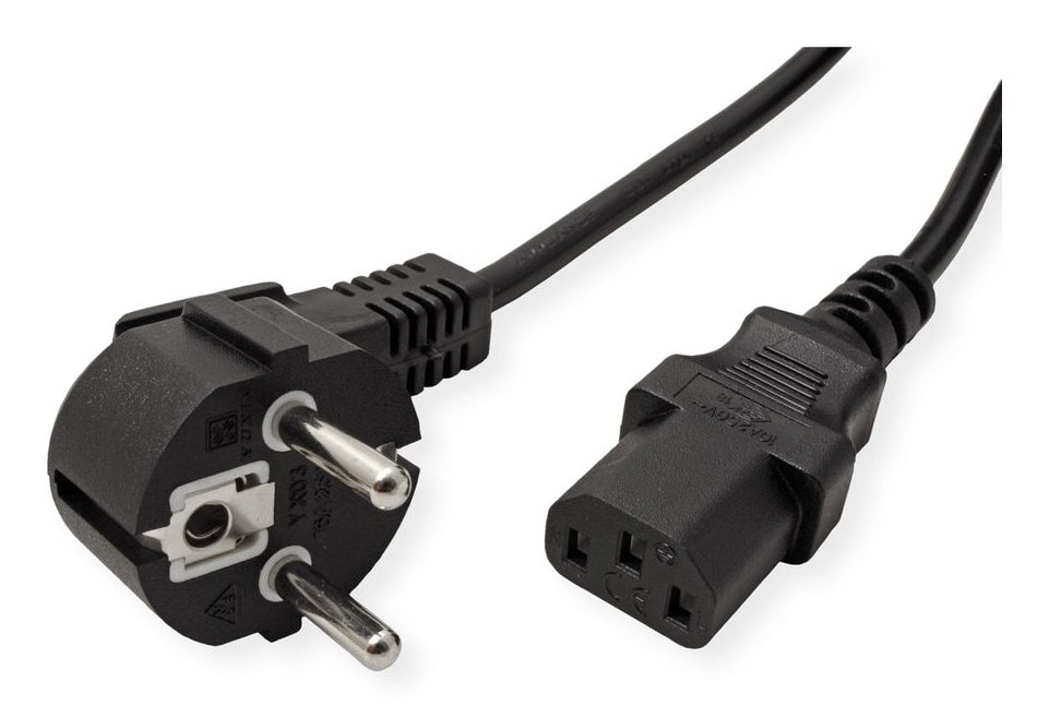 VALUE Netzkabel – Schuko (Typ E/F) – IEC C13, 0,6 m, 250 V/10 A, Schwarz