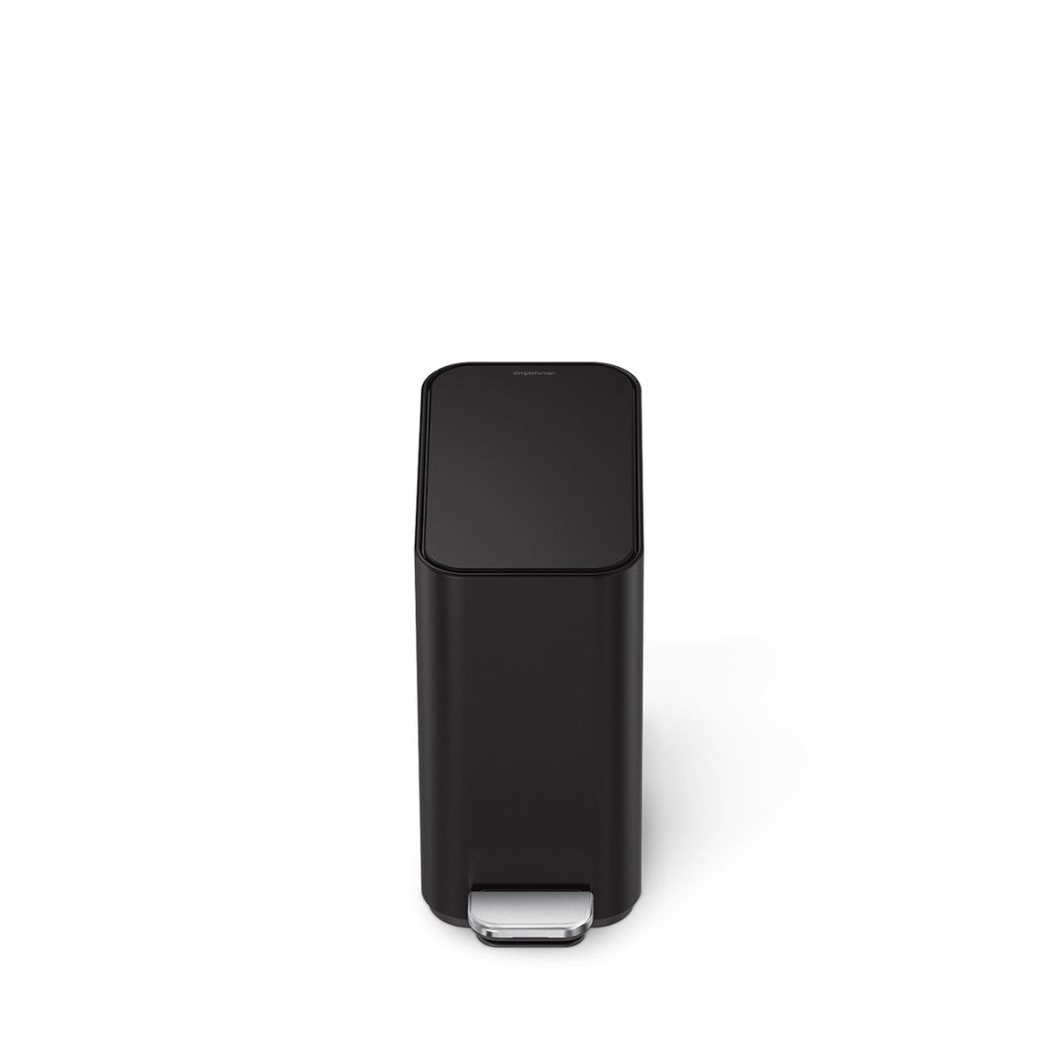 simplehuman Papierkorb – 5 l, mit Deckel, Edelstahl, schwarz matt – B × H × T 157 × 310 × 320 mm