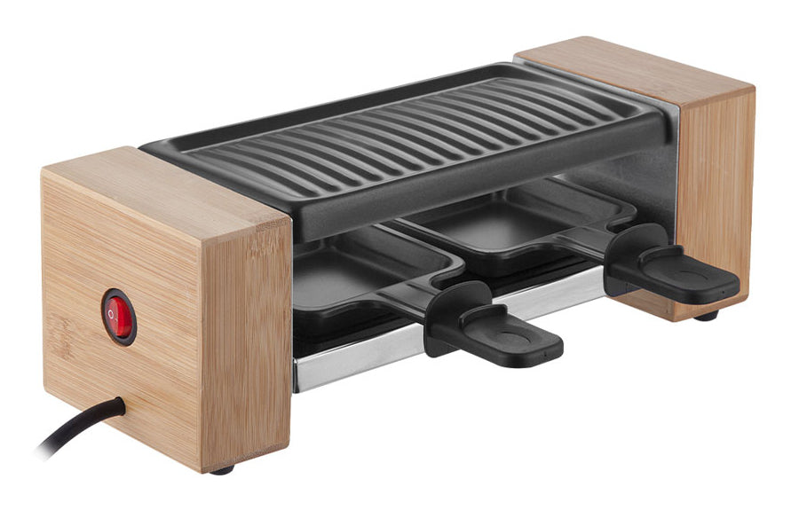 BergerLanz Raclette-Grill Bamboo – 2 Personen, 320 W – Braun/Schwarz