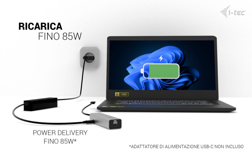 i-tec USB-Hub – USB-C, USB-C Video 8K, 85 W PD, für Windows/Mac/ChromeOS