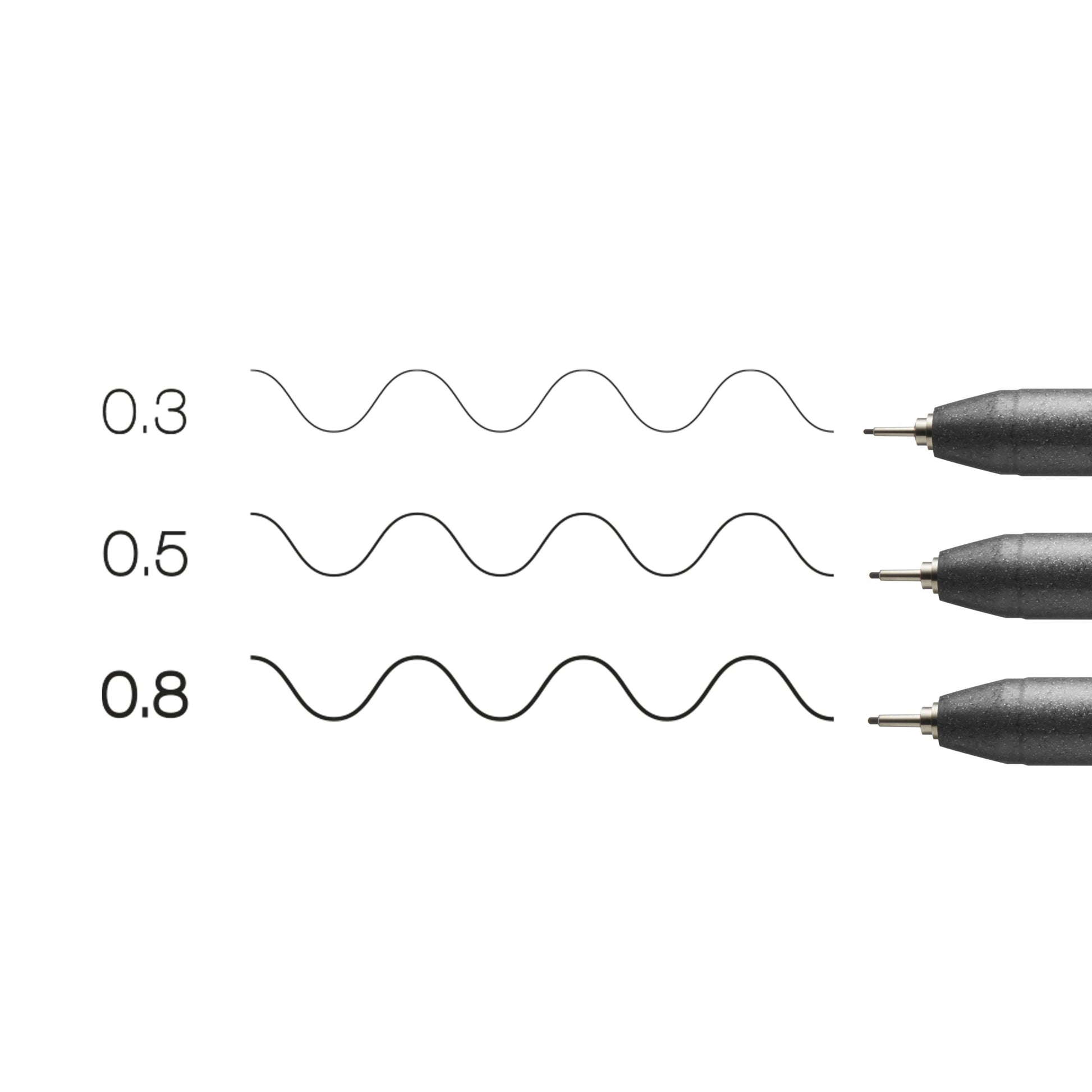 Copic Multiliner Fineliner Set – 3 Stk., 0,3–0,8 mm, schwarz, wasserfest