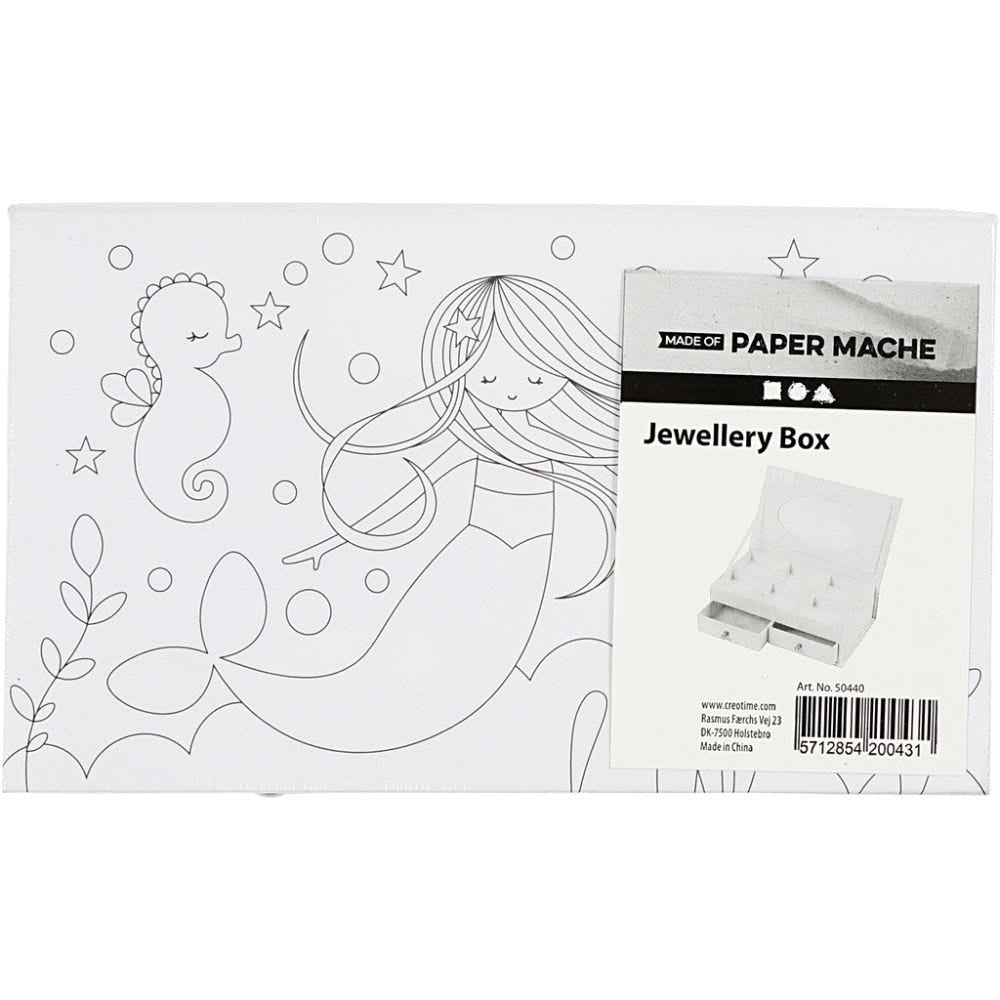 Creativ Company Schmuckkästchen, Karton, Weiss, 18 × 5 × 10,5 cm, Eckig