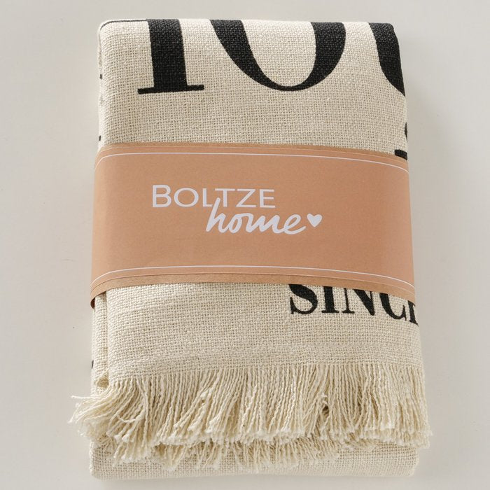 Boltze Tischläufer – 40×140 cm, Polyester, schwarz, Schriftzug