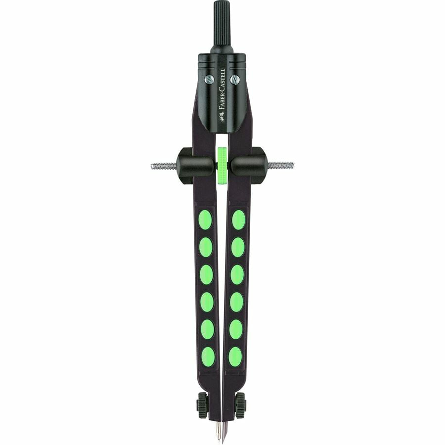 Faber-Castell Factory Neon Schnellverstellzirkel – Länge 170 mm, max. Kreis-Ø 34 cm, mit Minenklemmung