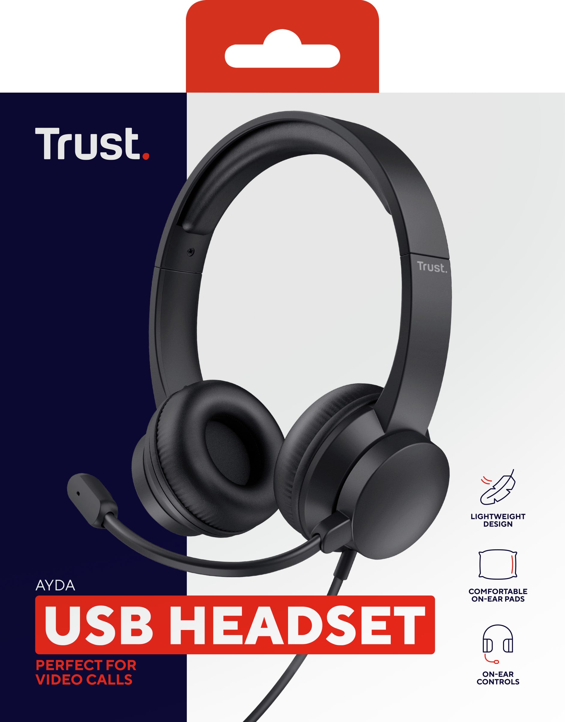 Trust Ayda – Duo Headset – USB‑A, wegklappbares Mikrofon – schwarz – für PC/Mac