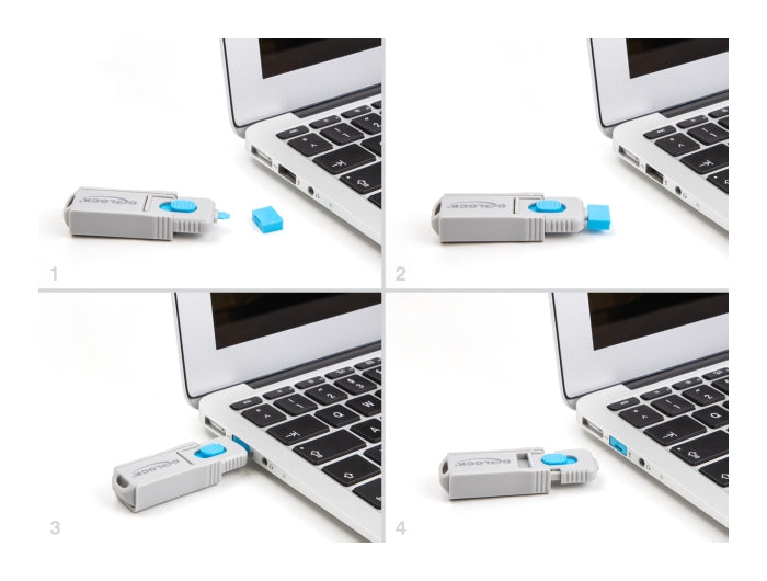DeLOCK USB-Port-Blocker-Set – Blau/Grau – 5er-Set – für USB-A