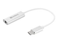 Sandberg Audio-Adapter USB-C zu 3,5 mm – 1× Kopfhörerausgang, für USB-C-Geräte – Silber/Weiss