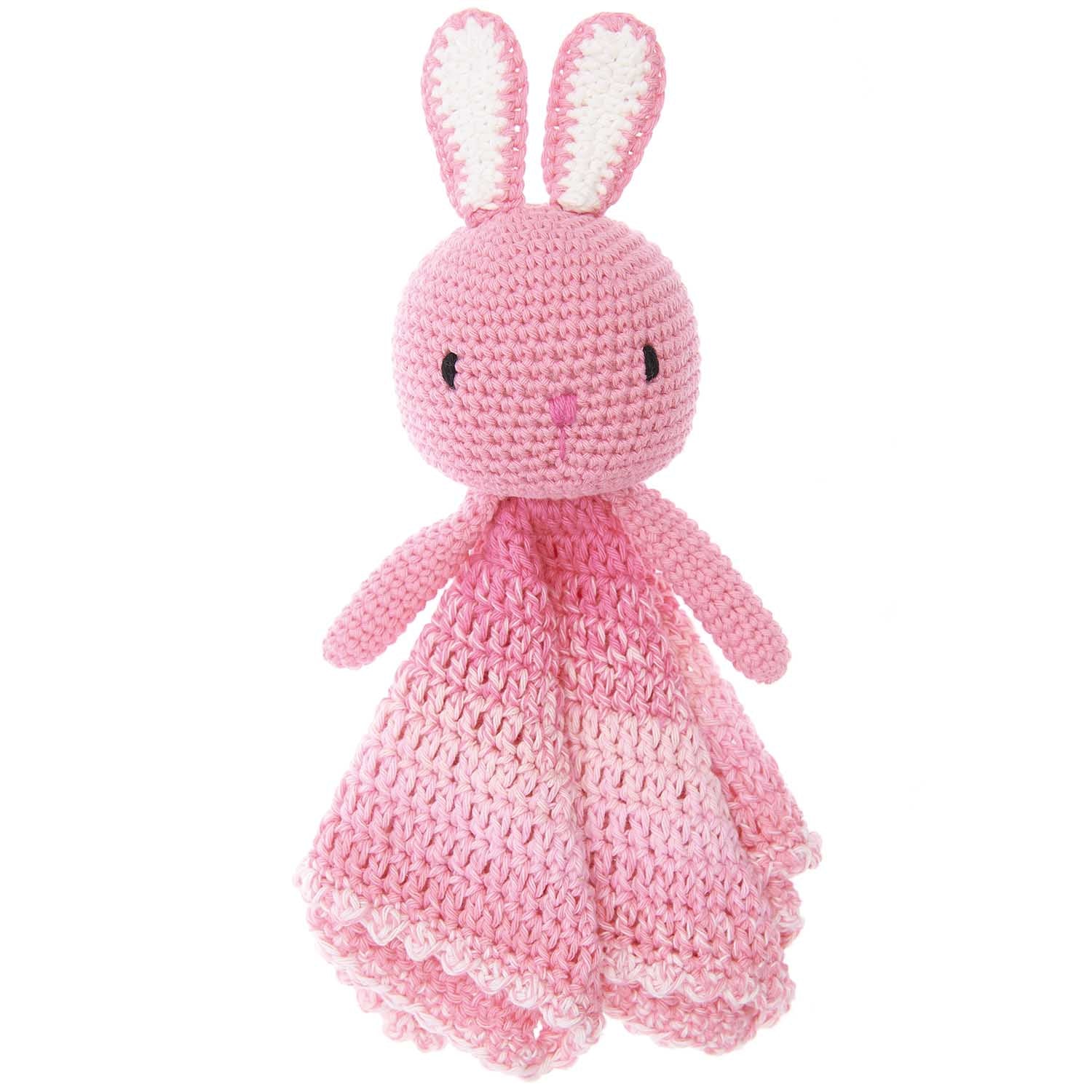 Rico Design Häkelset Schmusetuch Hase – 8-teilig – Baumwolle, mit Füllwatte – Rosa