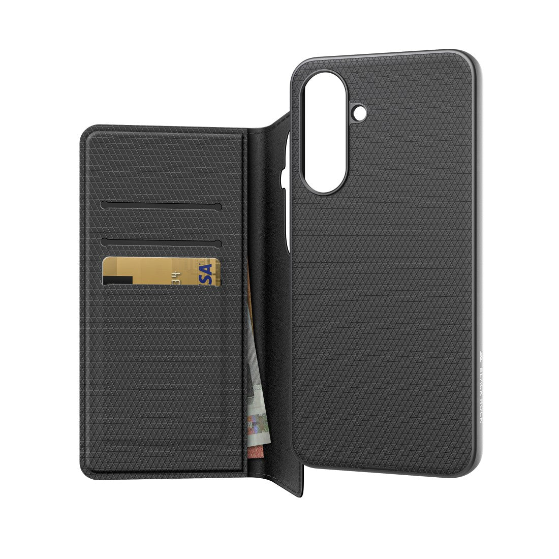 Black Rock Booklet-Hülle – für Samsung Galaxy A56 5G – schwarz – Kunstleder – mit Kartenfach