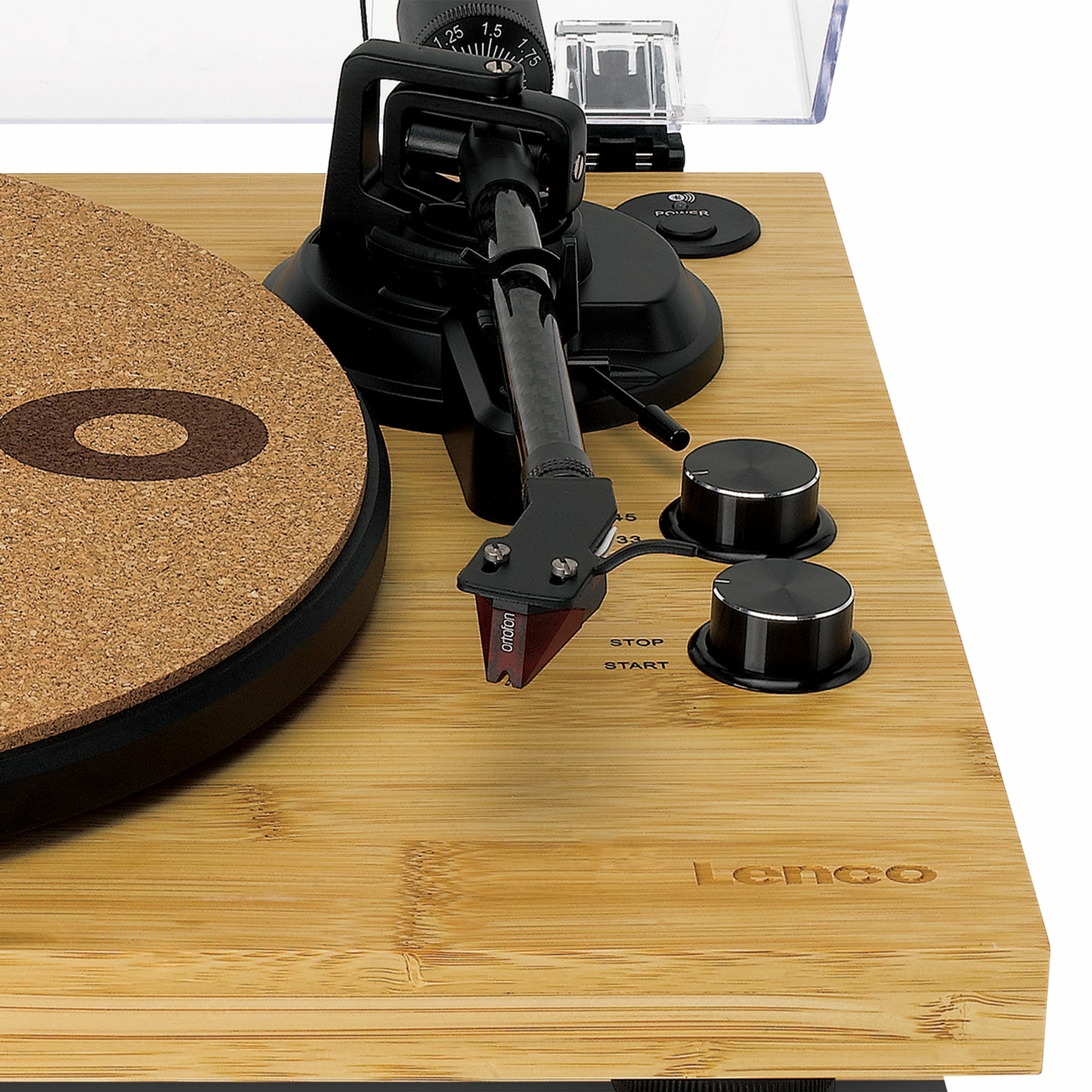 Lenco LBT-335BA – Plattenspieler (Riemenantrieb, Start-Stop), Bluetooth 5.2, Phono-Vorverstärker, 33⅓/45 U/min – Bambus