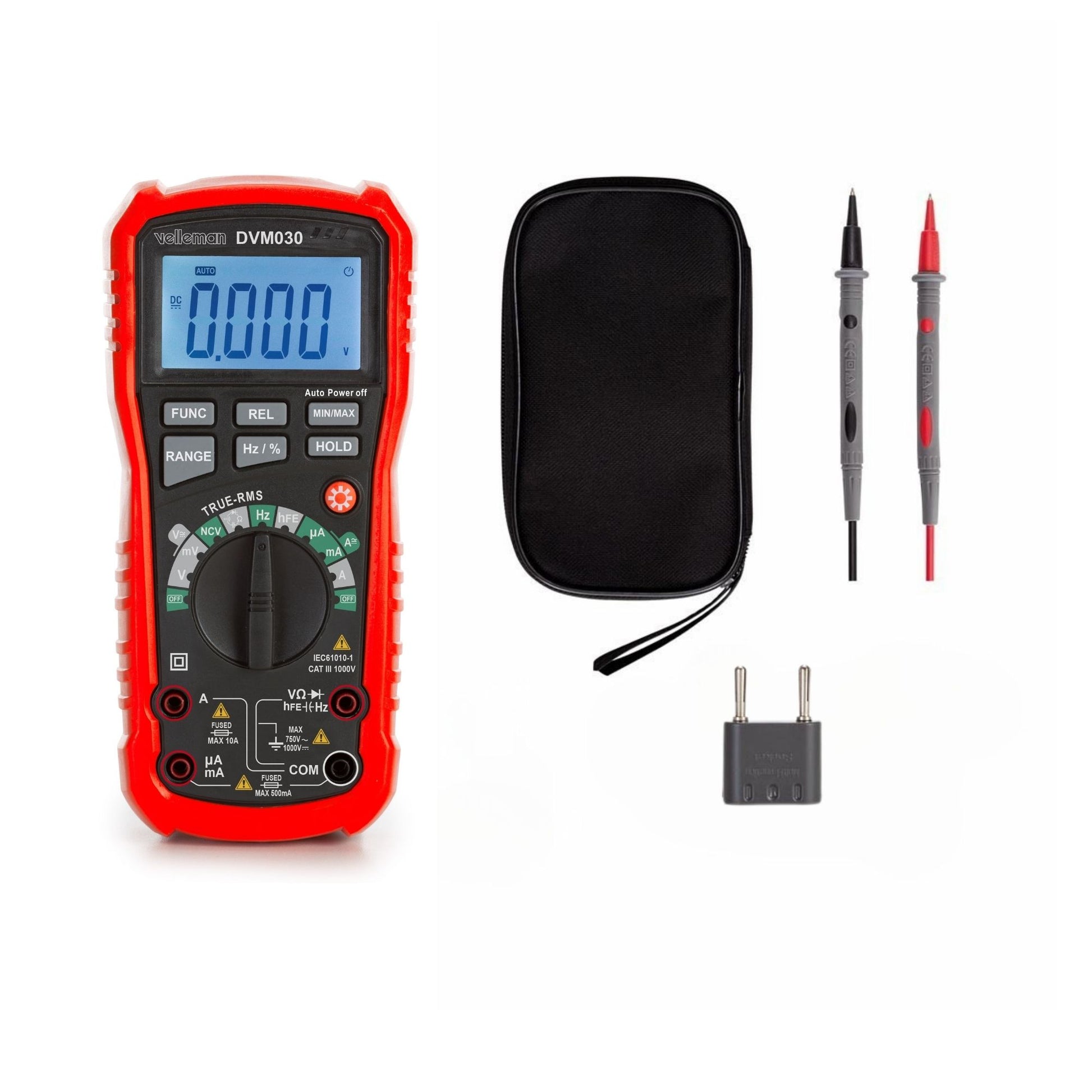 Velleman True-RMS-Multimeter, 1 µA–10 A AC, CAT III 1000 V