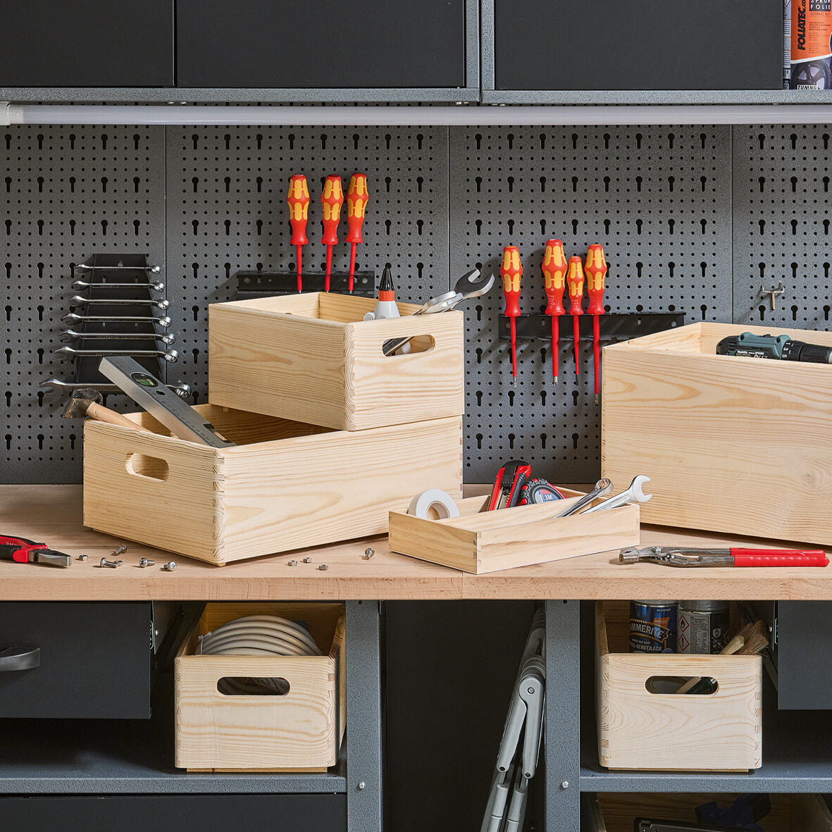Zeller Present Aufbewahrungsbox – Kiefernholz – Braun – stapelbar, mit Griff – 397 × 143 × 300 mm