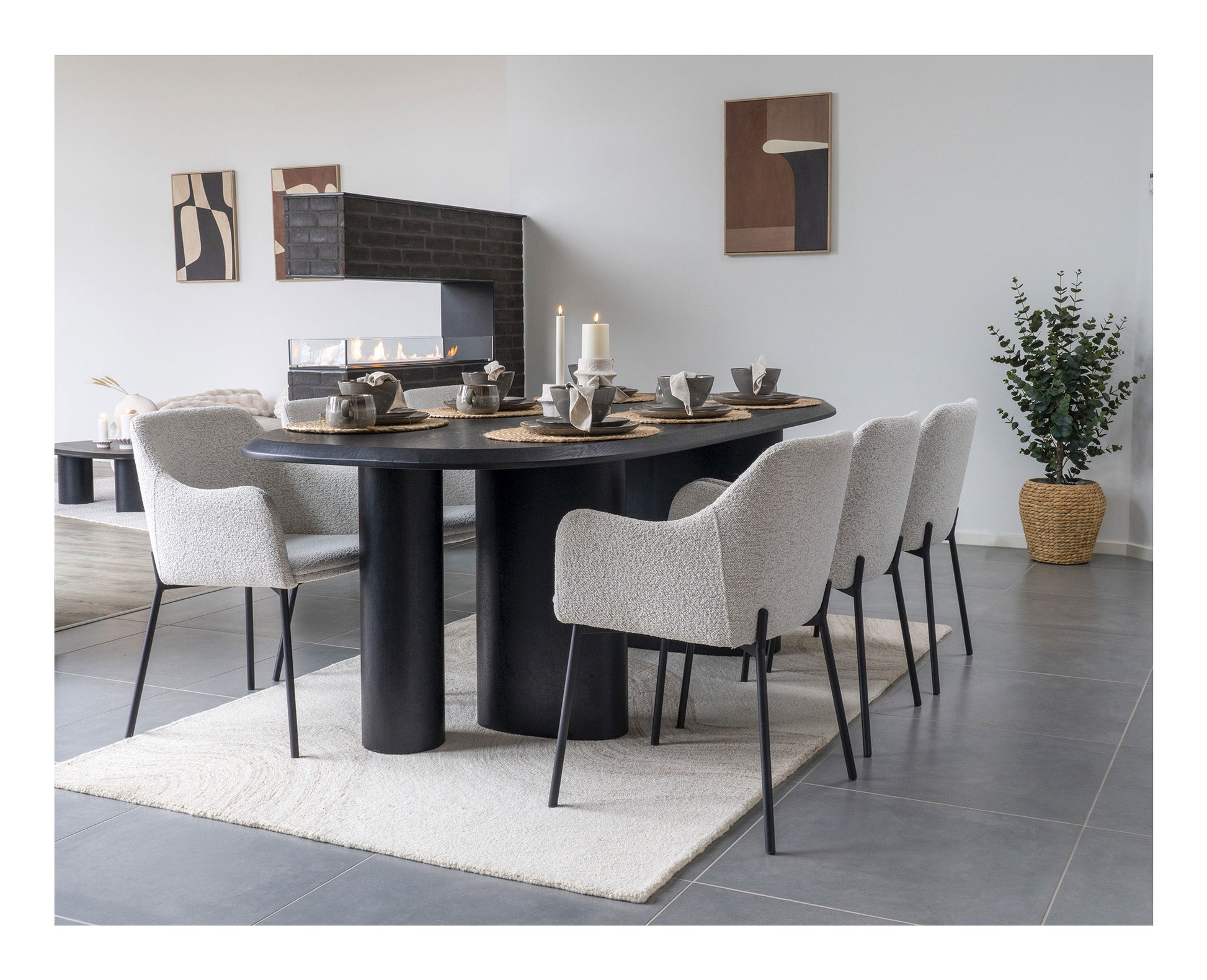 House Nordic Speiseteller Selma – 4er Set, Ø 27 cm, Keramik, Grau/Braun, spülmaschinenfest