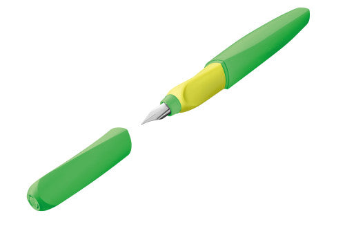 Pelikan Twist – Federspitze M – für Rechts- & Linkshänder – Neongrün, Blau – Patronen