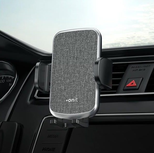 ONIT Auto-Halterung, Lüftung, drehbar, neigbar – für Geräte 55–95 mm – Schwarz, ABS