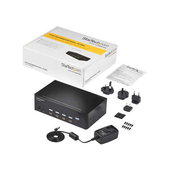 StarTech.com 4-Port Dual-View HDMI KVM-Switch – 4K/30 Hz, Audio