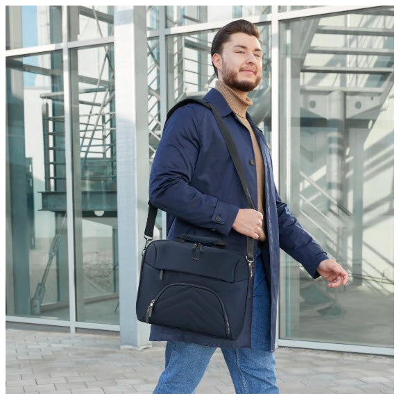 Hama Premium Leichte Notebook-Tasche bis 16,2" – Abnehmbarer Schultergurt, Trolleyband – Dunkelblau