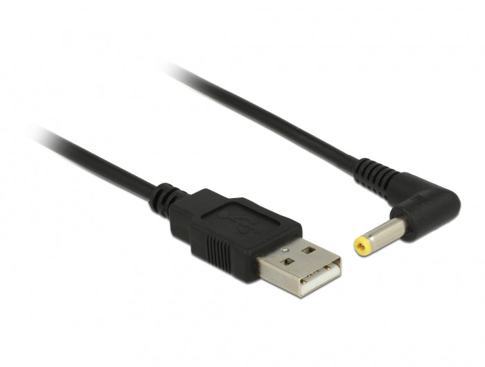 DeLOCK Spezial Stromkabel – USB-A zu 4,0×1,7 mm Hohlstecker (gewinkelt), 1,5 m, 5 V, schwarz, 5er-Set