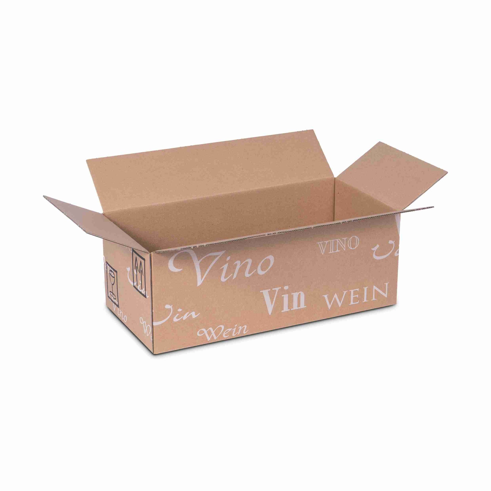 Model Trans-Scripto Weinversandkarton – für 6 × 0,75 l, max. 145 mm & Ø80 mm – 403 × 192 × 145 mm, braun – 1 Stk., ab 100 Stk.