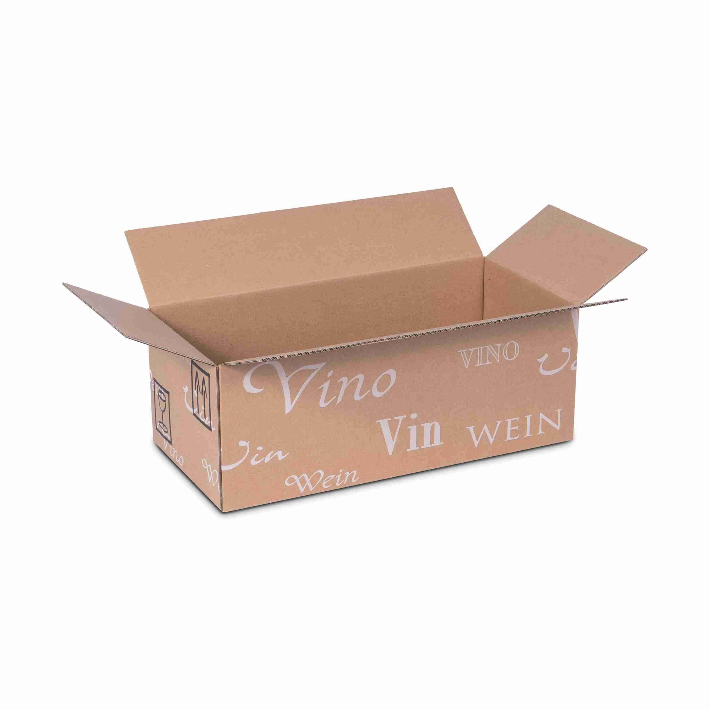 Model Trans-Scripto Weinversandkarton – für 6 × 0,75 l, max. 145 mm & Ø80 mm – 403 × 192 × 145 mm, braun – 1 Stk., ab 100 Stk.