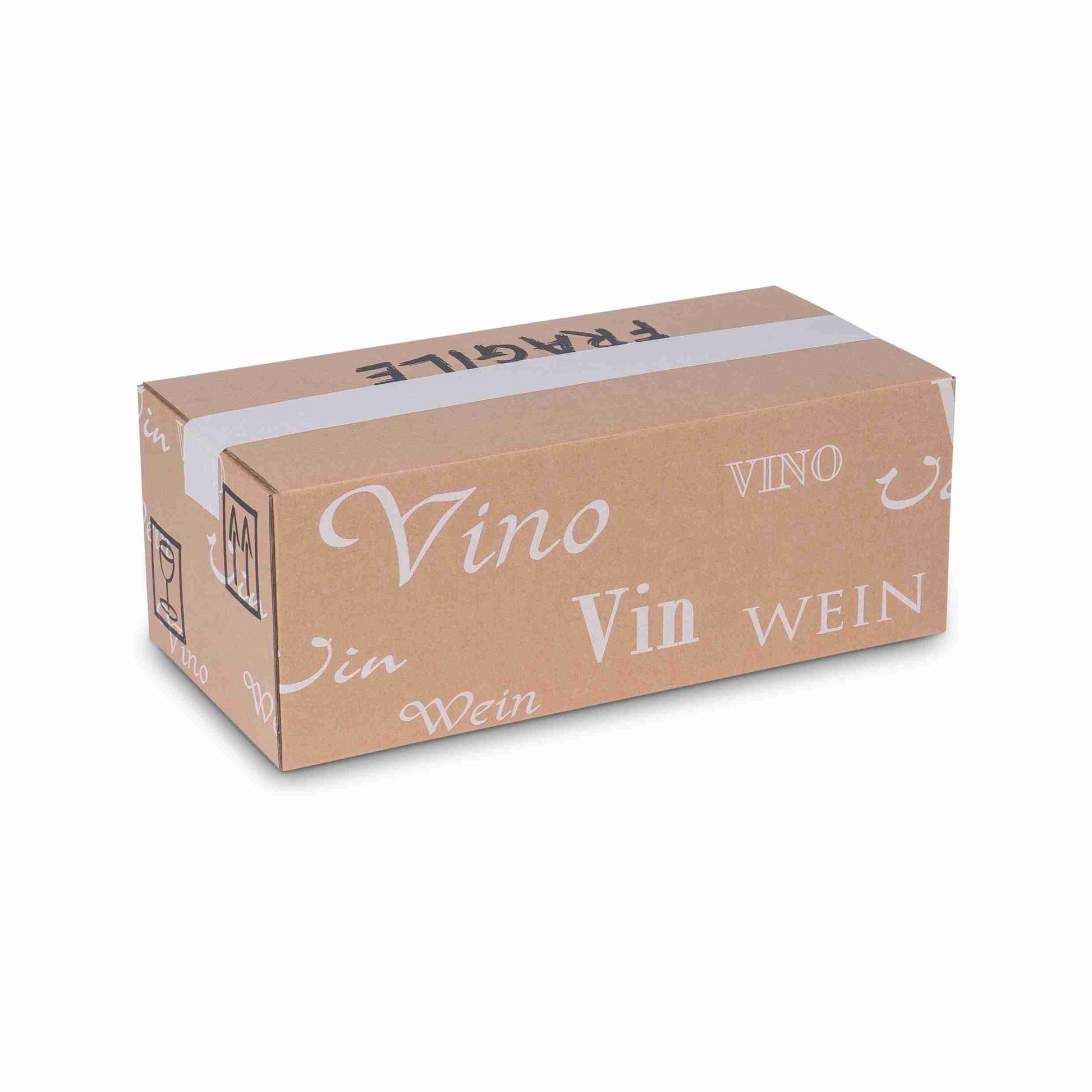 Model Weinversandkarton – für 6 × 0,75 l, max. 145 mm & Ø80 mm – 403 × 192 × 145 mm, braun, Automatikboden – 1 Stk., ab 400 Stk.